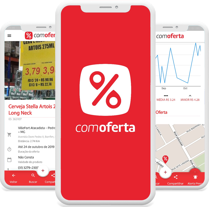 Aplicativo comOferta para iPhone e Android